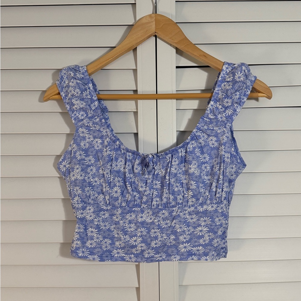Pacsun Floral Blue Sleeveless Top